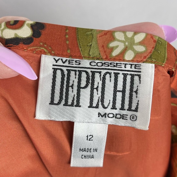 Vintage Yves Colette Depeche Mode 100% Silk Floral Print Mod Pants Size 12 - Picture 6 of 8